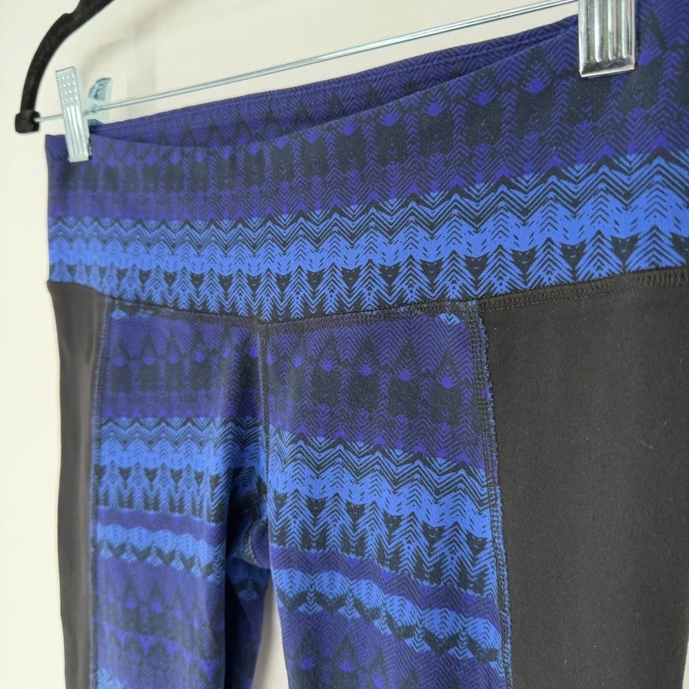 ALO YOGA ILLUSION 3 LEGGINGS ARCTIC ROYALTY & BLACK BEST FOR SMALL WORKOUT YOGA